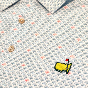 Peter Millar Masters Mens Golf Polo Shirt Size XL AOP Leaderboard Pattern White